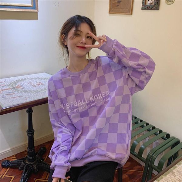 women's hoodies & sweatshirts salt sweet color-contrast check soft girl vintage sweater autumn, Black
women's hoodies & sweatshirts salt sweet color-contrast check soft girl vintage sweater autumn, Black