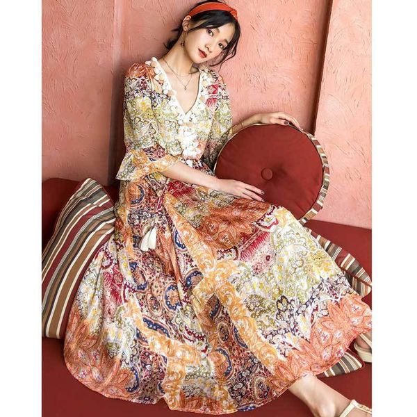 inspired long tassle trims v-neck gypsy women spring summer resorted floral dress female new 210412, Black;gray
inspired long tassle trims v-neck gypsy women spring summer resorted floral dress female new 210412, Black;gray