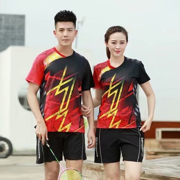 tracksuits jerseys badminton suit women's jacket men's short sleeve lettering quick drying match clothes, Gray
tracksuits jerseys badminton suit women's jacket men's short sleeve lettering quick drying match clothes, Gray