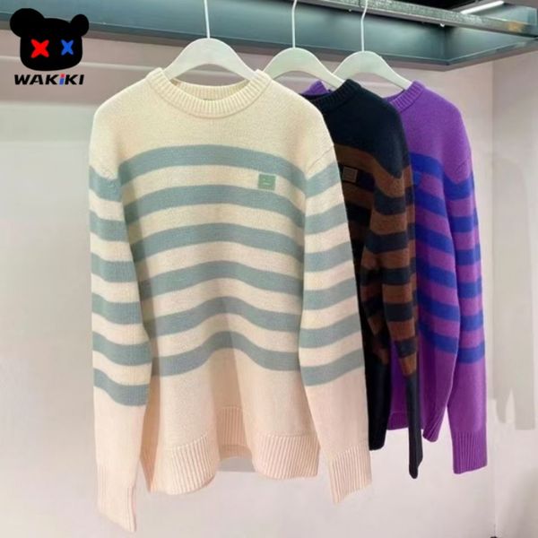 men's and women's acne studios square striped sweater ins knit sweater cotton pullover round neck long-sleeved top, White;black
men's and women's acne studios square striped sweater ins knit sweater cotton pullover round neck long-sleeved top, White;black