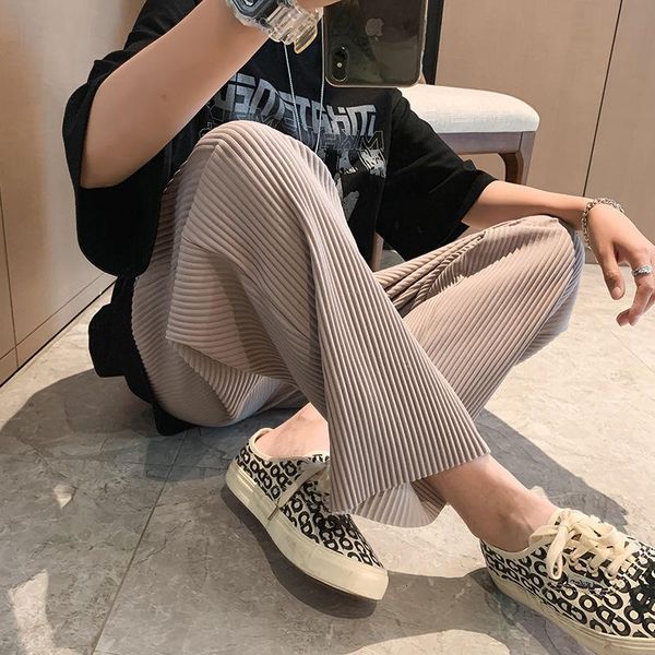 men's pants high street loose straight-leg thin spring summer casual solid korean sports fashion trend pleated trousers, Black
men's pants high street loose straight-leg thin spring summer casual solid korean sports fashion trend pleated trousers, Black