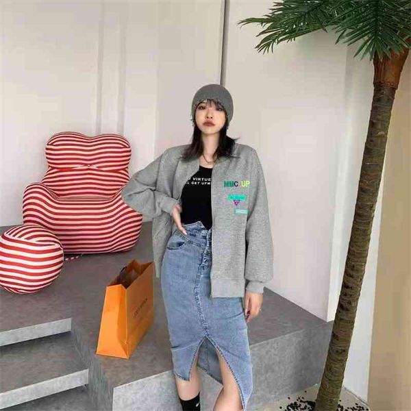 21 autumn new word 20 female casual korean embroidery label versatile cotton sweater coat, Black
21 autumn new word 20 female casual korean embroidery label versatile cotton sweater coat, Black