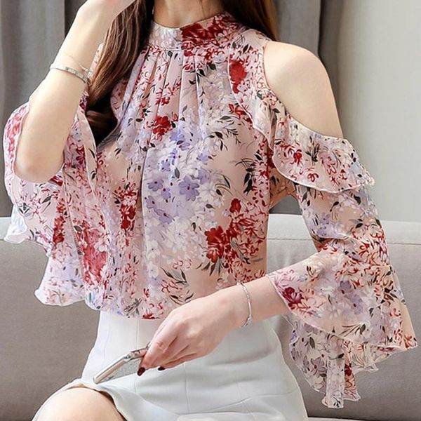 women's blouses & shirts women long sleeve shirt female ruffle blouse korean off shoulder chiffon stand donne camicette blusen, White
women's blouses & shirts women long sleeve shirt female ruffle blouse korean off shoulder chiffon stand donne camicette blusen, White