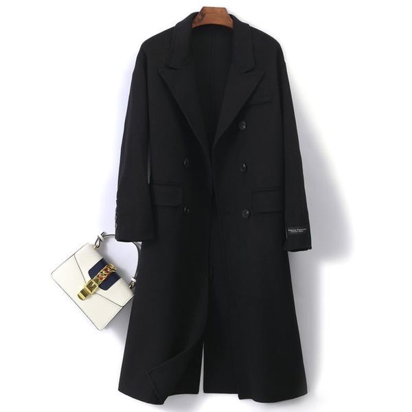women's wool & blends double-sided cashmere coat mid-length 2021 korean style autumn and winter high-end hand-stitched woolen, Black
women's wool & blends double-sided cashmere coat mid-length 2021 korean style autumn and winter high-end hand-stitched woolen, Black