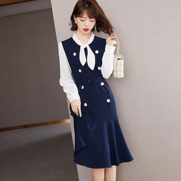 party dresses yaocool2021 autumn high-end formal occasions dress little black long sleeve color-block, White;black
party dresses yaocool2021 autumn high-end formal occasions dress little black long sleeve color-block, White;black