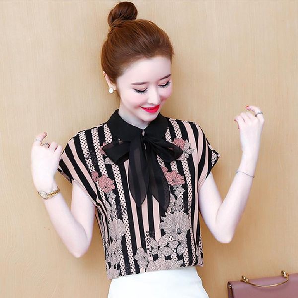 women's blouses & shirts 2021 summer fashion women and floral short sleeve striped chiffon casual lady bow collar clothes blusas, White
women's blouses & shirts 2021 summer fashion women and floral short sleeve striped chiffon casual lady bow collar clothes blusas, White