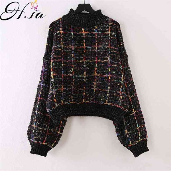 women winter chic pullover and sweater ladies elegant plaid crop jumpers black white korean femme 210430, Black;gray
women winter chic pullover and sweater ladies elegant plaid crop jumpers black white korean femme 210430, Black;gray