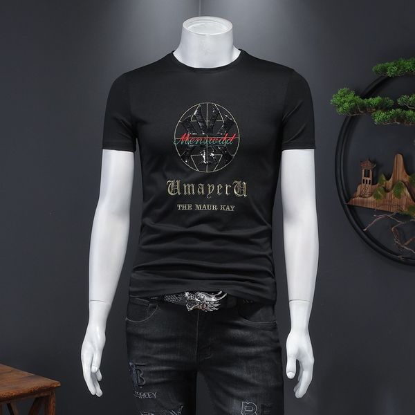 fashion t shirts 2021 summer men's mercerized cotton short sleeve embroidery half, White;black
fashion t shirts 2021 summer men's mercerized cotton short sleeve embroidery half, White;black
