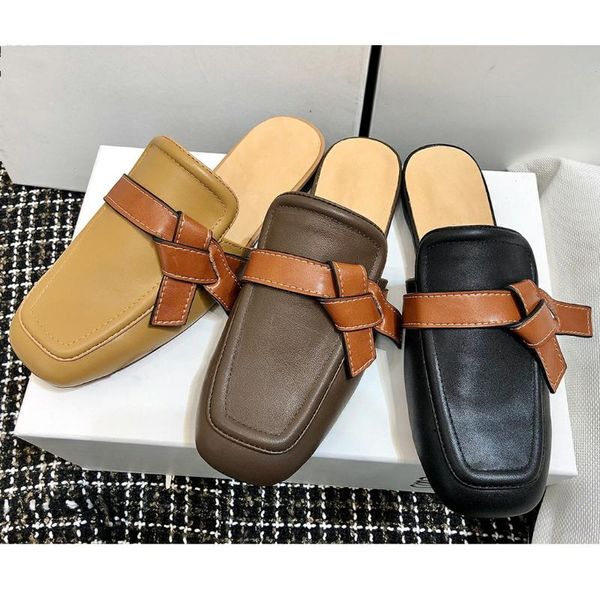 women slippers ladies square-toes bow genuine leather summer outdoor designer shoes zapatillas mujer, Black
women slippers ladies square-toes bow genuine leather summer outdoor designer shoes zapatillas mujer, Black