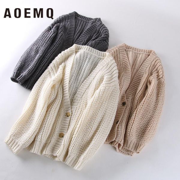 women's sweaters aoemq simple and loose v-neck button-up knit cardigan lazy wind thick wool autumn winter two buckle solid color sweate, White;black
women's sweaters aoemq simple and loose v-neck button-up knit cardigan lazy wind thick wool autumn winter two buckle solid color sweate, White;black