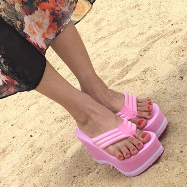 women's platform flip flops wedges sandals high heels skidproof beach shoes slippers, Black
women's platform flip flops wedges sandals high heels skidproof beach shoes slippers, Black