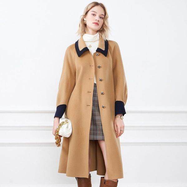 women's clothing 2021 winter color matching lapel double-sided overcoat wool & blends, Black
women's clothing 2021 winter color matching lapel double-sided overcoat wool & blends, Black