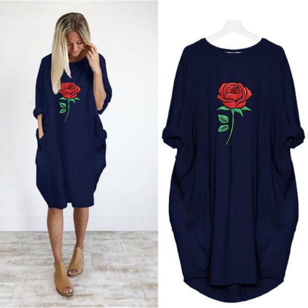 autumn home service plus size women midi dress vintage rose print long sleeve korean pocket casual loose party romantic dresses, Black;gray
autumn home service plus size women midi dress vintage rose print long sleeve korean pocket casual loose party romantic dresses, Black;gray
