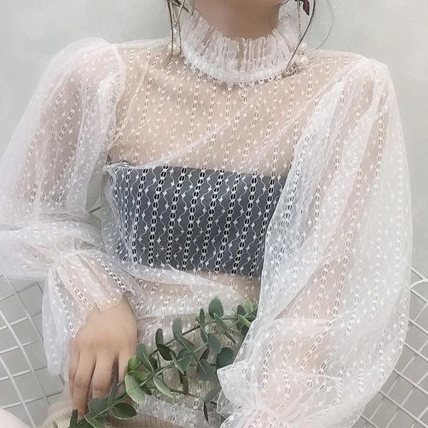 women's blouses & shirts spring sweety girl floral lace shirt women hollow out mesh blouse lady long sleeve blusas basic pullover, White
women's blouses & shirts spring sweety girl floral lace shirt women hollow out mesh blouse lady long sleeve blusas basic pullover, White