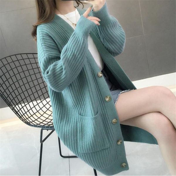 women's knits & tees ladies knitted v-neck cardigan mid-length casual loose single-breasted coat jacket female thick outwear autumn win, White
women's knits & tees ladies knitted v-neck cardigan mid-length casual loose single-breasted coat jacket female thick outwear autumn win, White