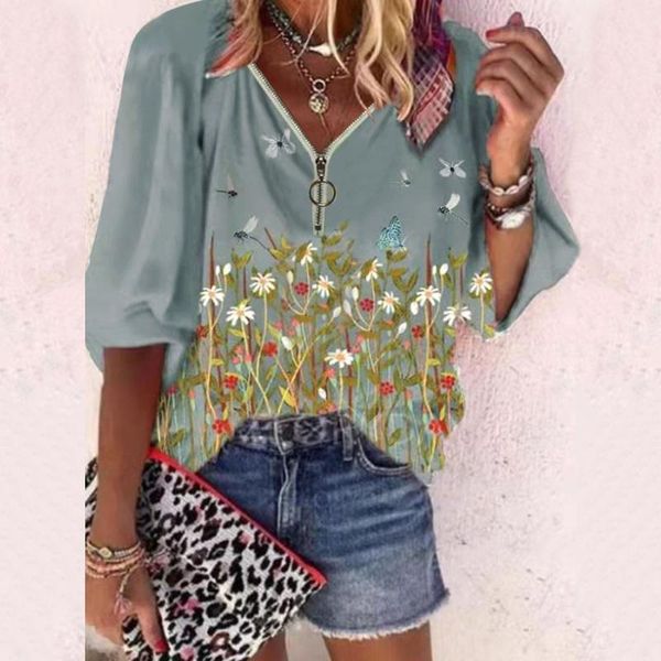 women's blouses & shirts blouse loose flowers print zipper lapel long sleeve casual vintage elegant women clothing blusas mujer, White
women's blouses & shirts blouse loose flowers print zipper lapel long sleeve casual vintage elegant women clothing blusas mujer, White
