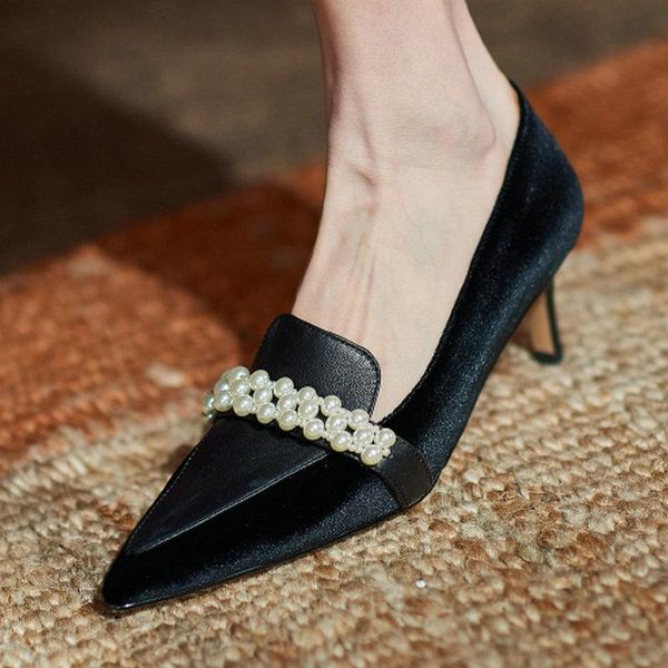 high heels pumps women pointed toe footwear genuine leather shoes female pearl shallow party woman spring autumn dress, Black
high heels pumps women pointed toe footwear genuine leather shoes female pearl shallow party woman spring autumn dress, Black