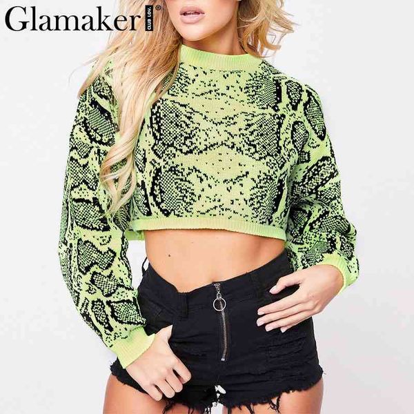 glamaker snake crop sweater neno green knitted pullover women sweaters female short jumper knitwear pull femme soft sweater 210414, White;black
glamaker snake crop sweater neno green knitted pullover women sweaters female short jumper knitwear pull femme soft sweater 210414, White;black