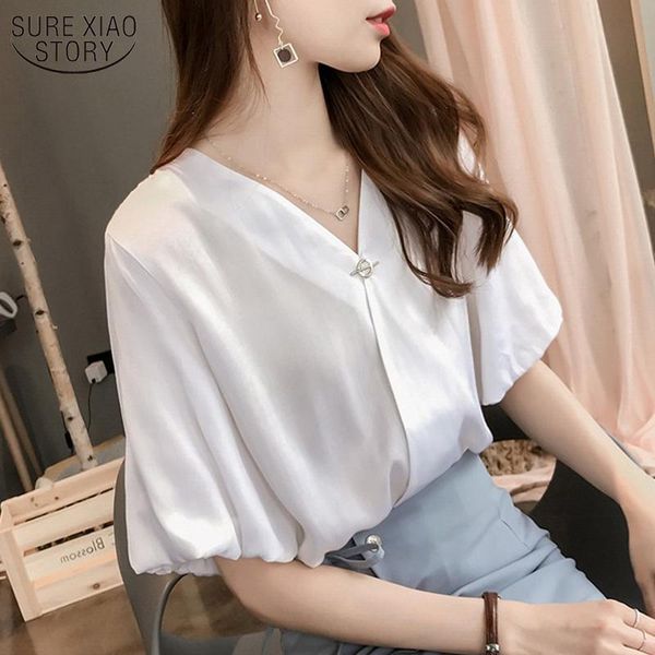 loose v-neck simple solid base shirt plus size woman clothing summer korean style elegant puff sleeve woman's shirts 9314 women's, White
loose v-neck simple solid base shirt plus size woman clothing summer korean style elegant puff sleeve woman's shirts 9314 women's, White