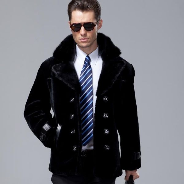 men's leather & faux 100% real fur coat men natural sheep shearling winter jacket man mink collar overcoat s15z009 kj862, Black
men's leather & faux 100% real fur coat men natural sheep shearling winter jacket man mink collar overcoat s15z009 kj862, Black