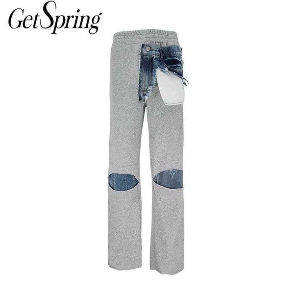 getspring women pants denim patchwork baggy color matching fake two irregular long casual trousers 210601, Black;white
getspring women pants denim patchwork baggy color matching fake two irregular long casual trousers 210601, Black;white