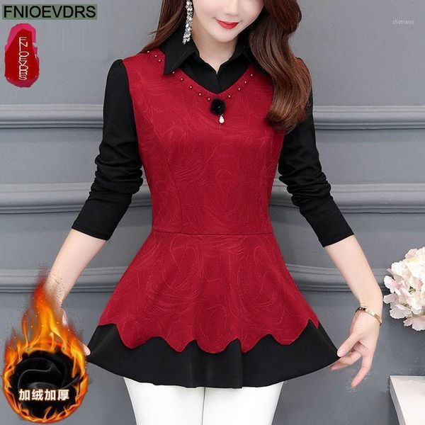 women's blouses & shirts fall winter basis shirt women long sleeve elegant office lady button patchwork velvet peplum tunic faux two pi, White
women's blouses & shirts fall winter basis shirt women long sleeve elegant office lady button patchwork velvet peplum tunic faux two pi, White