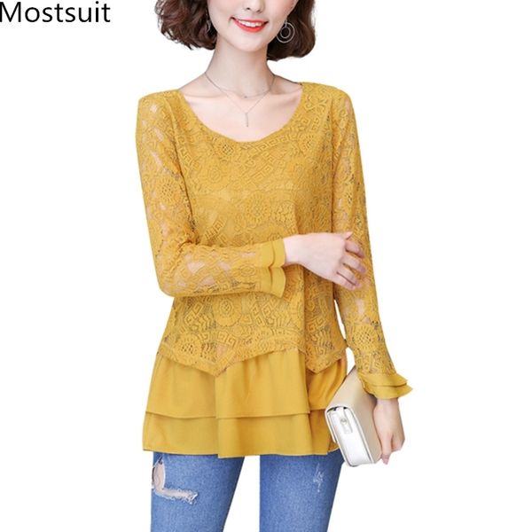 5xl lace long blusas mujer women plus size ruffles patchwork hollow blouses spring autumn korean casual loose pullovers 210518, White
5xl lace long blusas mujer women plus size ruffles patchwork hollow blouses spring autumn korean casual loose pullovers 210518, White