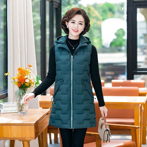 women's vests quilted sleeveless jacket hooded zipper thick ladies long autumn winter solid pockets casual waistcoat for female, Black;white
women's vests quilted sleeveless jacket hooded zipper thick ladies long autumn winter solid pockets casual waistcoat for female, Black;white
