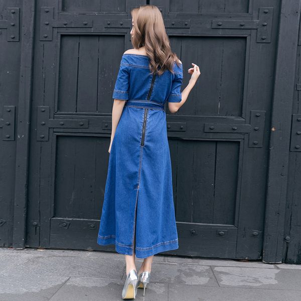 casual dresses elegant denim slash neck dressed young skinny summer dress off the shoulder share long blue gowns office lady to maxi line fg, Black;gray
casual dresses elegant denim slash neck dressed young skinny summer dress off the shoulder share long blue gowns office lady to maxi line fg, Black;gray
