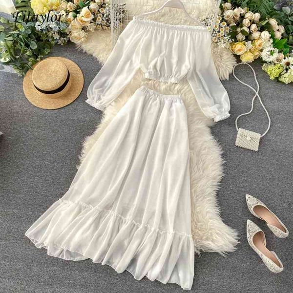 fitaylor beach style two piece set women summer ropa mujer off shoulder short + long skirts sweet 2 piece set 210407, White
fitaylor beach style two piece set women summer ropa mujer off shoulder short + long skirts sweet 2 piece set 210407, White