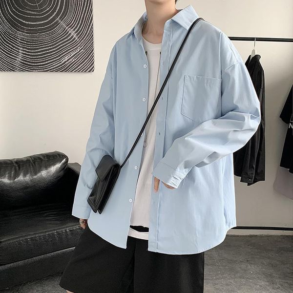 men's casual shirts handsome solid color shirt male korean trend loose ins tide brand spring autumn jacket long-sleeved, White;black
men's casual shirts handsome solid color shirt male korean trend loose ins tide brand spring autumn jacket long-sleeved, White;black
