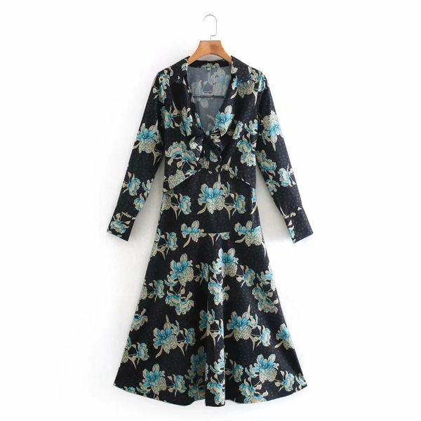 women flower printing v neck bow tie midi dress female long sleeve clothes casual loose vestido d6902 210430, Black;gray
women flower printing v neck bow tie midi dress female long sleeve clothes casual loose vestido d6902 210430, Black;gray