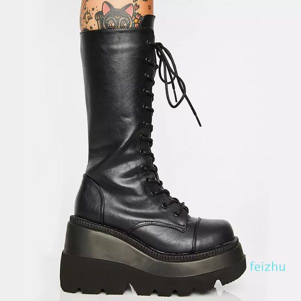 boots 2021 women mid calf high platform chunky heel wedges lace up thick bottom females shoes black classic fashion plus size
boots 2021 women mid calf high platform chunky heel wedges lace up thick bottom females shoes black classic fashion plus size