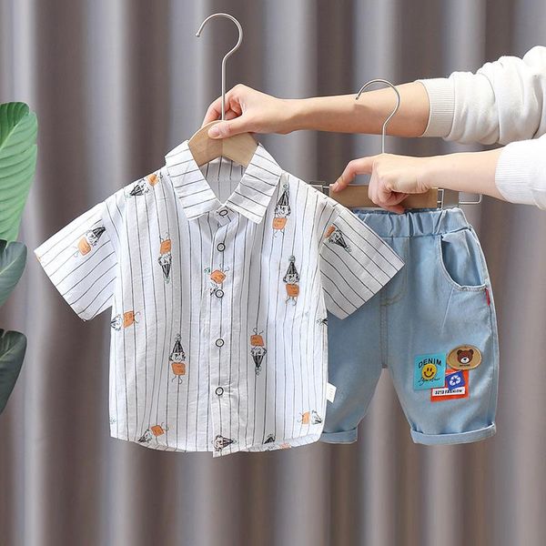 toddler boy summer clothes baby fashion stripes cartoon short sleeve 2-piece shirt set cute loose shorts single breasted clothing sets, White
toddler boy summer clothes baby fashion stripes cartoon short sleeve 2-piece shirt set cute loose shorts single breasted clothing sets, White