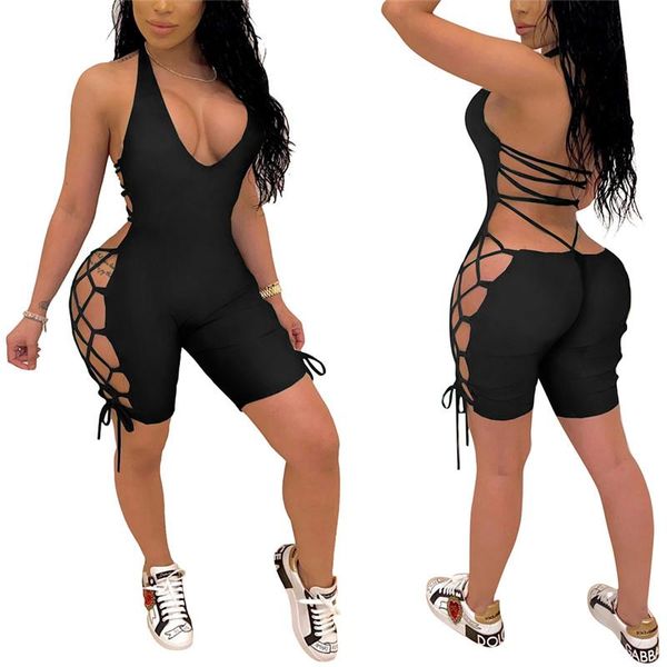 women jumpsuit 2021 deep v-neck low chest sling halter solid side straps hollow backless bodycon rompers women's jumpsuits &, Black;white
women jumpsuit 2021 deep v-neck low chest sling halter solid side straps hollow backless bodycon rompers women's jumpsuits &, Black;white