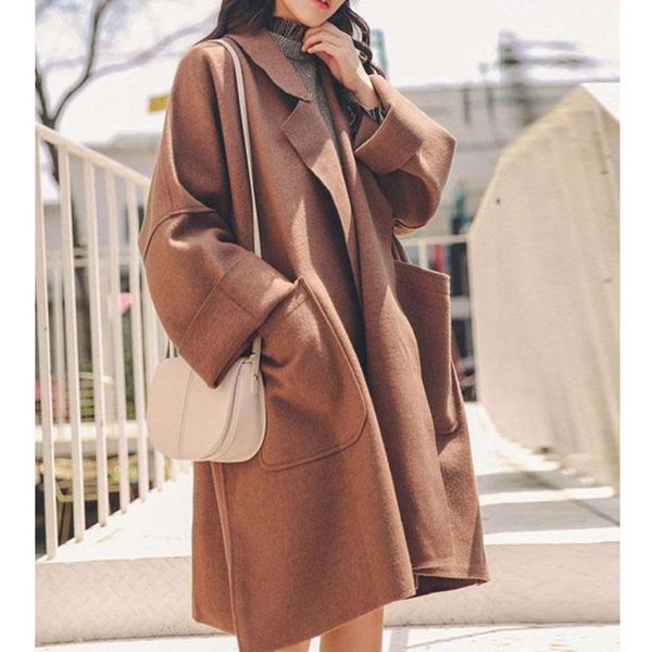 women's wool & blends xuxi women, woollen, coat, streetwear, long-sleeved, , thicken, korean, overcoat, spring autumn 2021, e165, Black
women's wool & blends xuxi women, woollen, coat, streetwear, long-sleeved, , thicken, korean, overcoat, spring autumn 2021, e165, Black