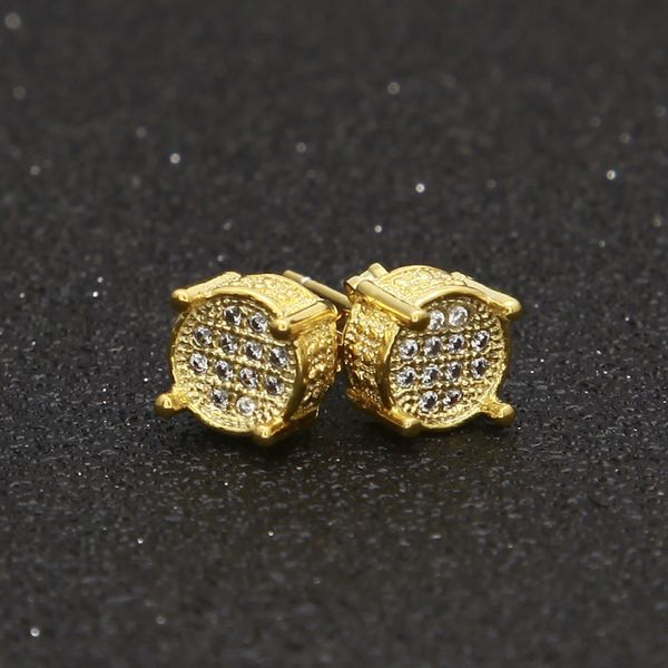 

Luxury Men Women Jewelry 18K Gold Plated Brass CZ Micro Pave Stud Earring