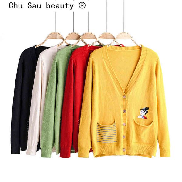 chu sau beauty autumn winter sweet chic little girl patterns sweaters women two-pockets knitted cardigans elasticity warm 210508, White
chu sau beauty autumn winter sweet chic little girl patterns sweaters women two-pockets knitted cardigans elasticity warm 210508, White