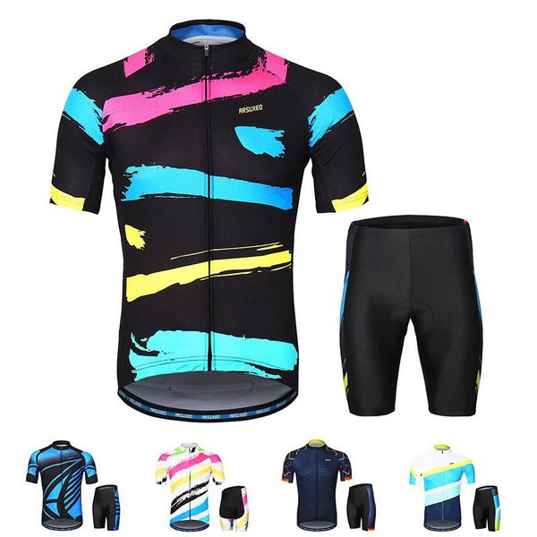 cycling jerseys set short sleeve shorts sponge padded pants summer stretch mtb bike suit ropa ciclismo racing sets, Black;blue
cycling jerseys set short sleeve shorts sponge padded pants summer stretch mtb bike suit ropa ciclismo racing sets, Black;blue
