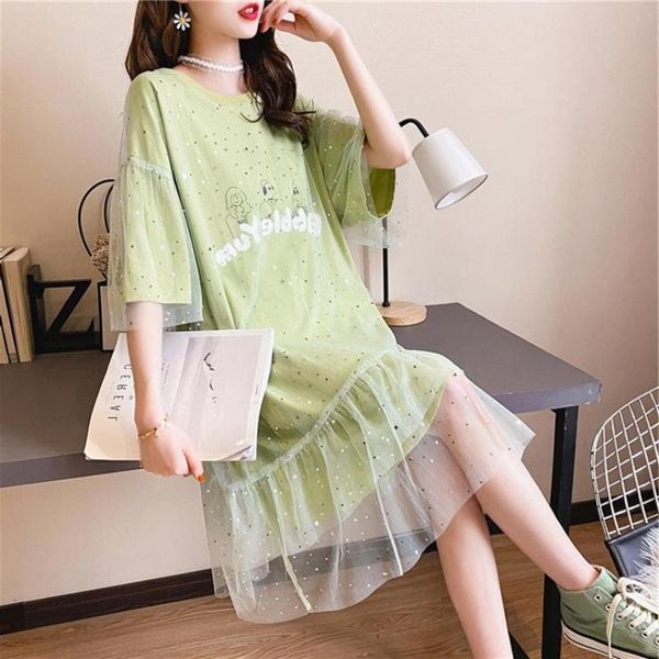 party dresses houzhou summer t-shirt dress green fairy mesh oversize women sweet kawaii sundress outfit muslin fake two-piece, White;black
party dresses houzhou summer t-shirt dress green fairy mesh oversize women sweet kawaii sundress outfit muslin fake two-piece, White;black