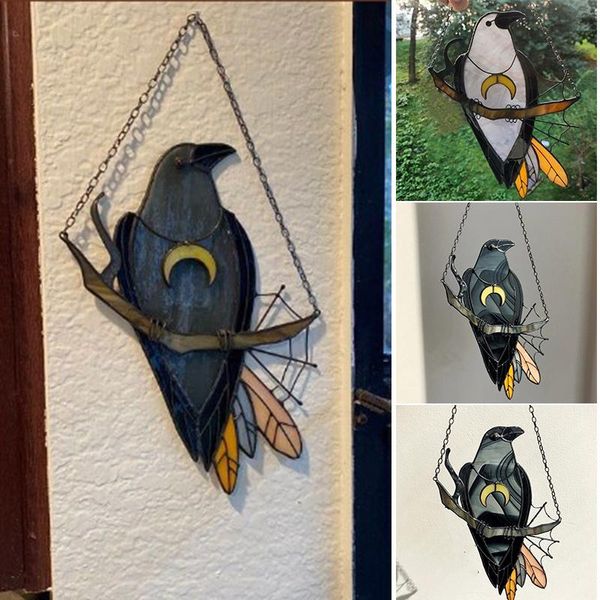 decorative objects & figurines crow witch stained suncatcher black bird with moon necklace window wall hanging ornament 15*20cm ye-
decorative objects & figurines crow witch stained suncatcher black bird with moon necklace window wall hanging ornament 15*20cm ye-