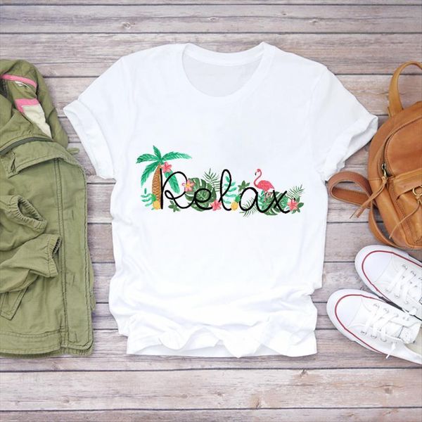 beach fashion flamingo cartoon women t shirts cute summer graphic female tee, White
beach fashion flamingo cartoon women t shirts cute summer graphic female tee, White