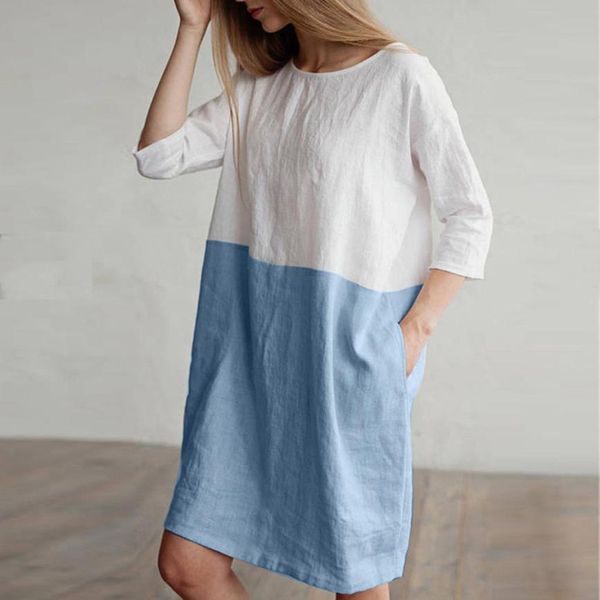 dress women casual patchwork 1/2 sleeved cotton linen dress oversize loose pockets tunic dress women 210419, Black;gray
dress women casual patchwork 1/2 sleeved cotton linen dress oversize loose pockets tunic dress women 210419, Black;gray