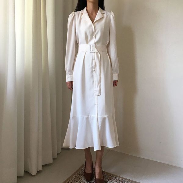 women's spring and autumn dress korean style single breasted lapel loose belt long over-the-knee fishtail women pl185 210506, Black;gray
women's spring and autumn dress korean style single breasted lapel loose belt long over-the-knee fishtail women pl185 210506, Black;gray