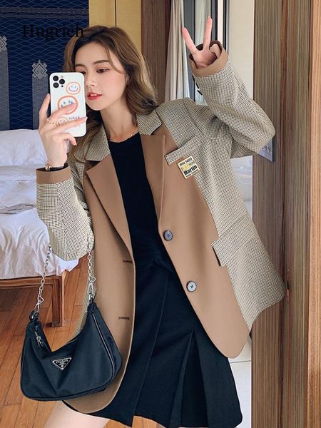 women's suits & blazers plaid suit jacket women 2021 british style spring and autumn design sense niche casual, White;black
women's suits & blazers plaid suit jacket women 2021 british style spring and autumn design sense niche casual, White;black