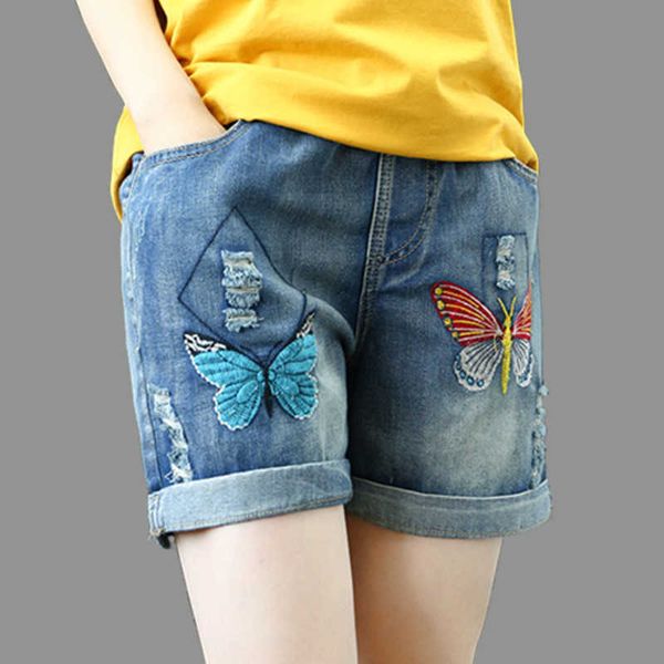 denim shorts 2021 women's summer loose embroidery elastic high waist holed jeans hemmed pants women, Blue
denim shorts 2021 women's summer loose embroidery elastic high waist holed jeans hemmed pants women, Blue