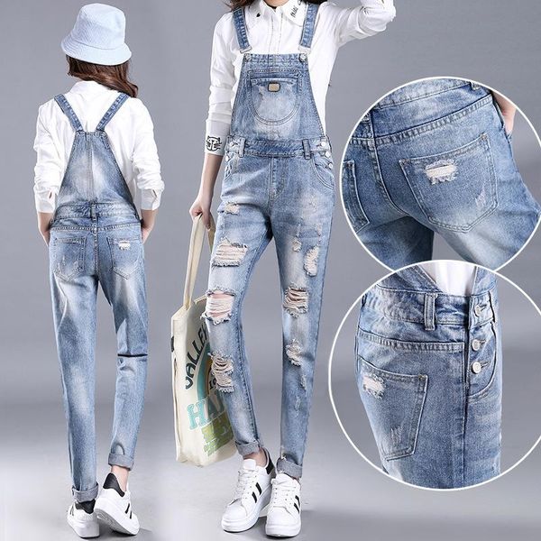 women's jeans pierced denim suspenders are thin and versatile jeans, spring autumn small leg pants, jump suit, Blue
women's jeans pierced denim suspenders are thin and versatile jeans, spring autumn small leg pants, jump suit, Blue