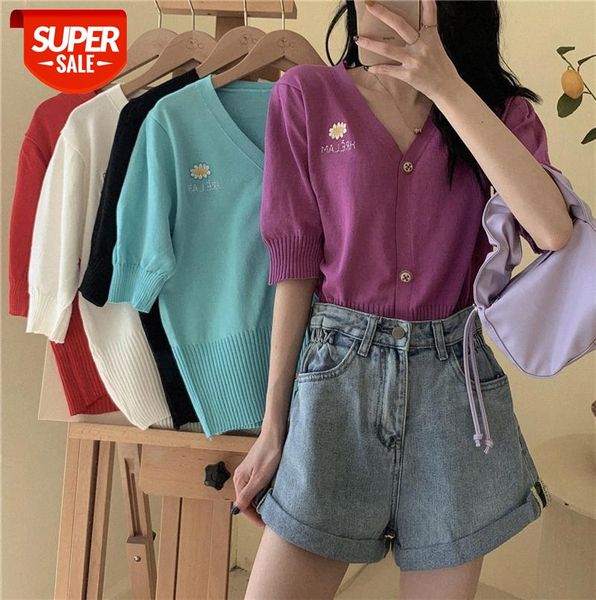 fashion retro little daisy puff sleeve slim slimming v-neck short-sleeved sweater #7w72, Black
fashion retro little daisy puff sleeve slim slimming v-neck short-sleeved sweater #7w72, Black