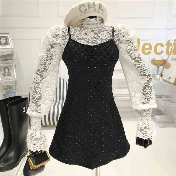 skirts set of two pieces spring 2021 female niche design bubble manga court high lace collar + brilliant suspend dress, Black
skirts set of two pieces spring 2021 female niche design bubble manga court high lace collar + brilliant suspend dress, Black