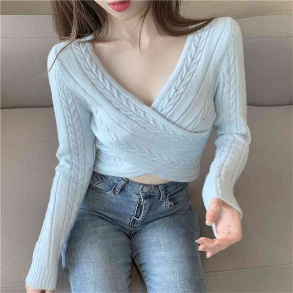 twist bottoming sweater korean version of the v-neck crossover short long-sleeved women's slim casual 210520, White;black
twist bottoming sweater korean version of the v-neck crossover short long-sleeved women's slim casual 210520, White;black